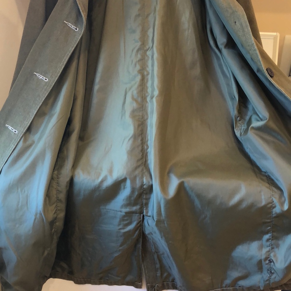 Denim & Co long heavyweight olive green denim jacket size Large - Picture 7 of 8
